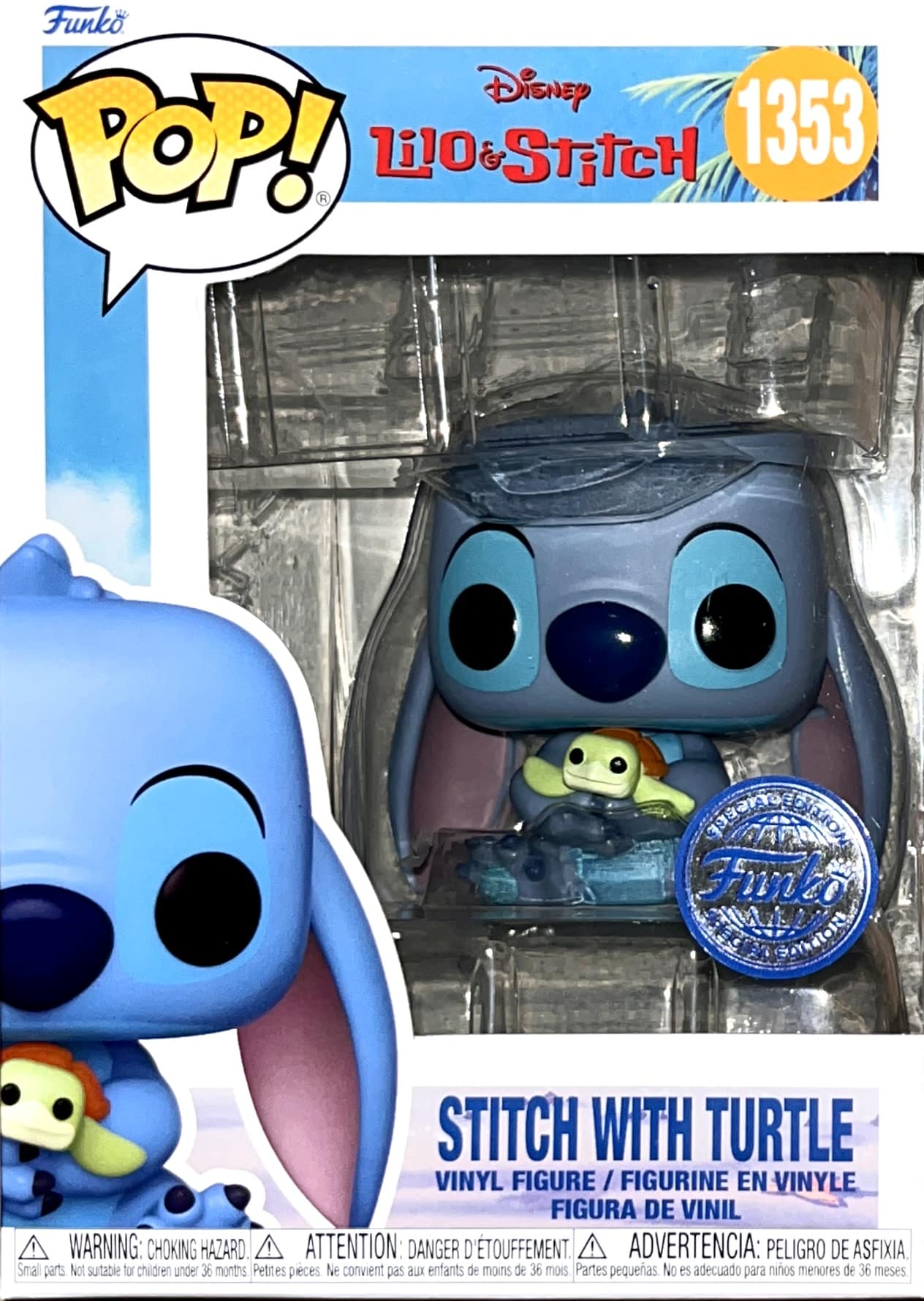Figurine Stitch With Turtle / Lilo Et Stitch / Funko Pop Disney